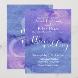 Abstract Paarse Was Typografie "Hun Trouwen" Kaart