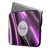 Abstract Paarse zwarte monogram Laptop Sleeve (Voorkant Links)