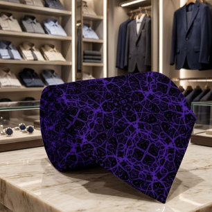 Abstract paarsviolet gekamde lijnpatroon op zwart stropdas