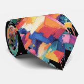 Abstract Paint Collision Stropdas (Opgerold)