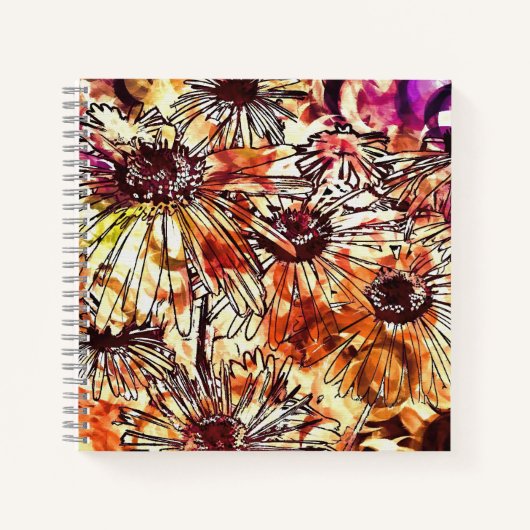 Abstract Paint Daub Sunflower Pattern Notitieboek (Voorkant)