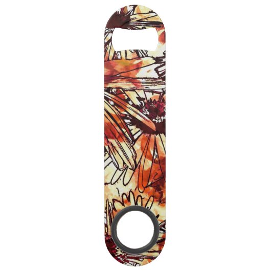 Abstract Paint Daub Sunflower Pattern Speed Flessenopener (Voorkant)