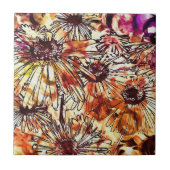 Abstract Paint Daub Sunflower Pattern Tegeltje (Voorkant)