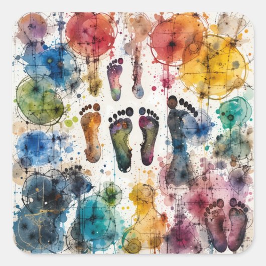 Abstract Paint Feed draait helemaal om kleur Vierkante Sticker (Voorkant)