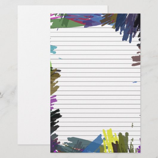 Abstract Paint Lined Paper voor Notes briefpapier (Voorkant / Achterkant)