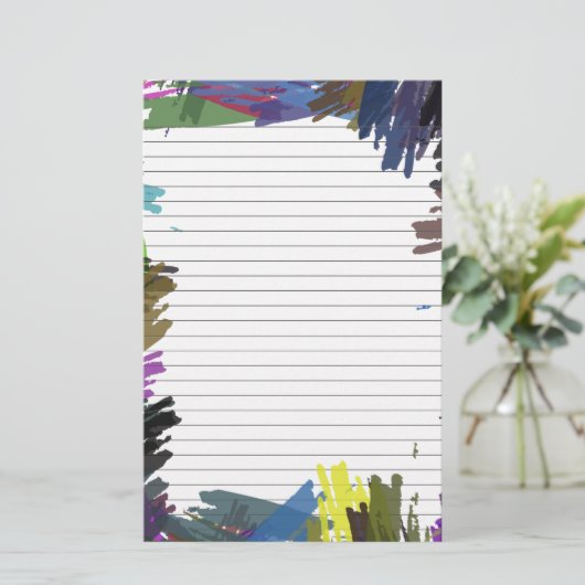 Abstract Paint Lined Paper voor Notes briefpapier (Staand voorkant)