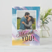 Abstract Paint-Stroke Photo Custom Thank You Feestdagenkaart (Staand voorkant)