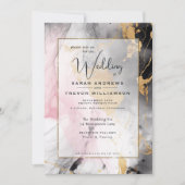 Abstract Paint Zwart Goud Roos Roze Kaart (Voorkant)