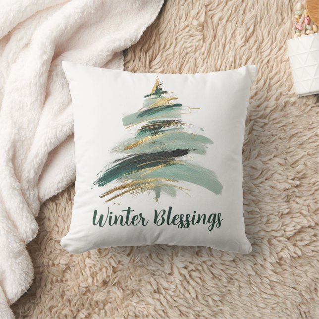 Abstract Painted Christmas Tree Kussen (Deken)