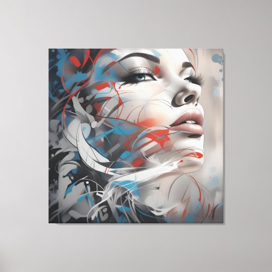 Abstract painting beautiful woman face canvas afdruk (Voorkant)