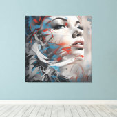 Abstract painting beautiful woman face canvas afdruk (Insitu (Houten vloer))