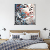 Abstract painting beautiful woman face canvas afdruk (Insitu (Slaapkamer))