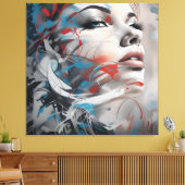 Abstract painting beautiful woman face canvas afdruk (Insitu (Woonkamer))
