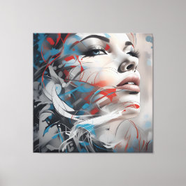 Abstract painting beautiful woman face canvas afdruk