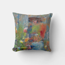 Abstract Painting of a Girl picking flowers Kussen