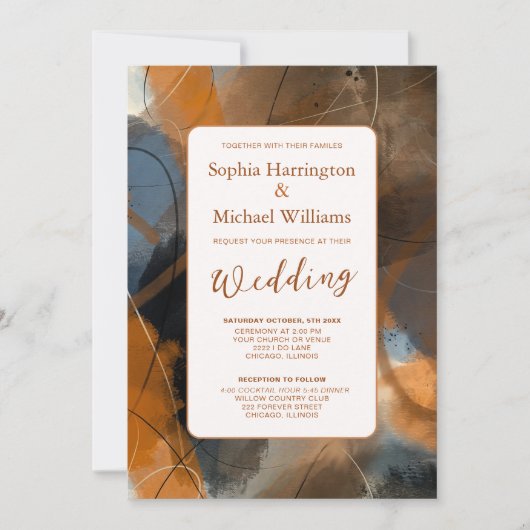 Abstract Painting Wedding Invitation QR Code  Kaart (Voorkant)