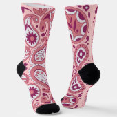 Abstract Paisley Patroon in Pinks Bloemen Kant Sokken (Gebogen)