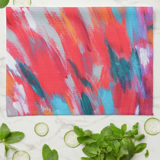 Abstract palet acryl kunstwerk | keukenhanddoek (Gevouwen)