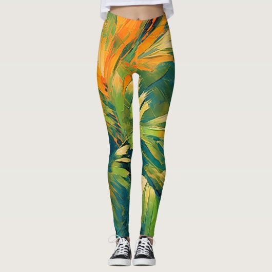 Abstract Palm Burst – Tropical Energy in Motion Leggings (Voorkant)