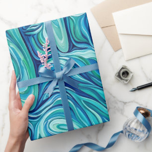 Abstract Palm Oceaan Blauw Smeltend Inpakpapier