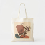 Abstract palmbblad minimalistische kunst monogram tote bag (Voorkant)