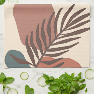Abstract palmbblad minimalistische kunst theedoek