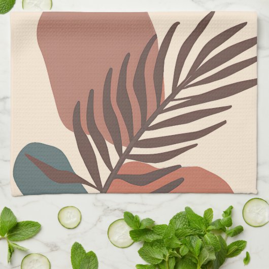 Abstract palmbblad minimalistische kunst theedoek (Gevouwen)