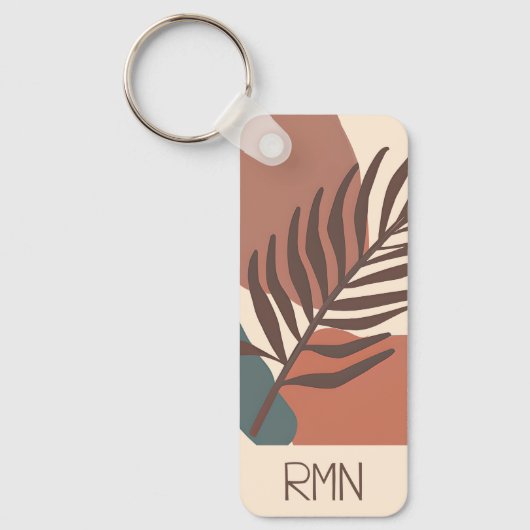 Abstract palmblad minimalistische kunstmonogram sleutelhanger (Voorkant)