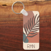 Abstract palmblad minimalistische kunstmonogram sleutelhanger (Voorkant)