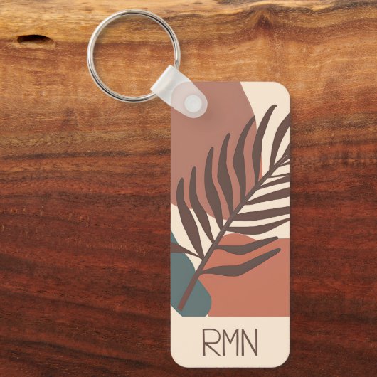 Abstract palmblad minimalistische kunstmonogram sleutelhanger (Voorkant)