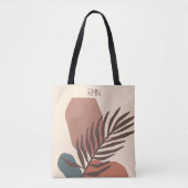 Abstract palmblad minimalistische kunstmonogram tote bag (Voorkant)