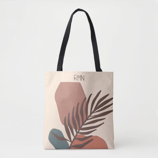 Abstract palmblad minimalistische kunstmonogram tote bag (Voorkant)