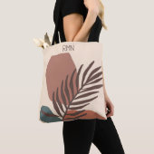 Abstract palmblad minimalistische kunstmonogram tote bag (Dichtbij)