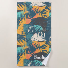 Abstract Palmblad Patroon eigen naam badhanddoek