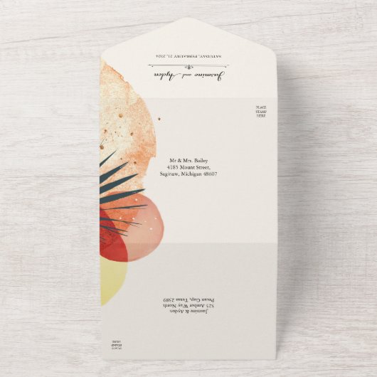 Abstract palmlef all in one uitnodiging (Buitenkant)