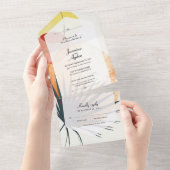 Abstract palmlef all in one uitnodiging (Afscheurbaar)