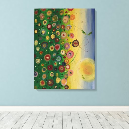 Abstract papaverveld canvas afdruk (Insitu (Houten vloer))