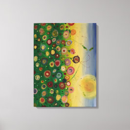 Abstract papaverveld canvas afdruk