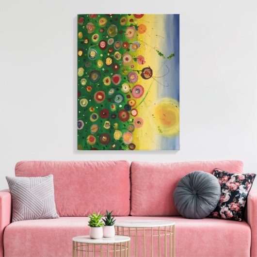 Abstract papaverveld canvas afdruk (Insitu (Woonkamer))