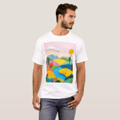 Abstract papier collage landschap t-shirt (Voorkant volledig)