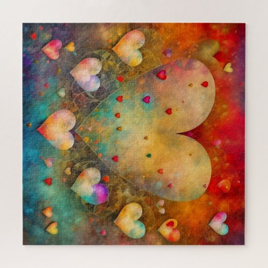 Abstract Papier Mache Harten Legpuzzel (Horizontaal)