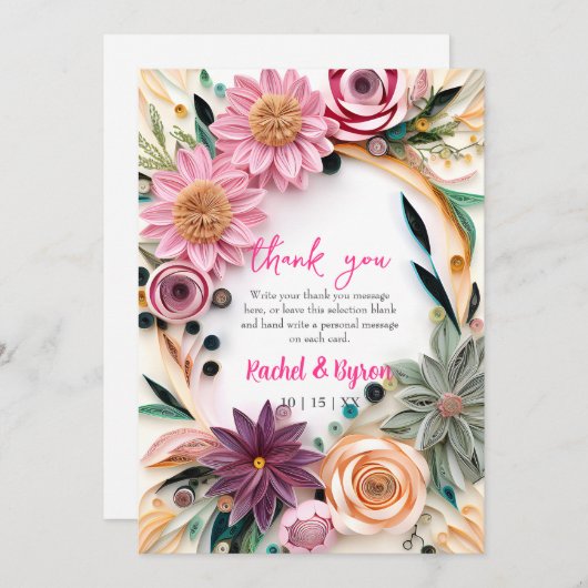 Abstract papier met vier finale bruiloft Griekenla Bedankkaart (Voorkant / Achterkant)