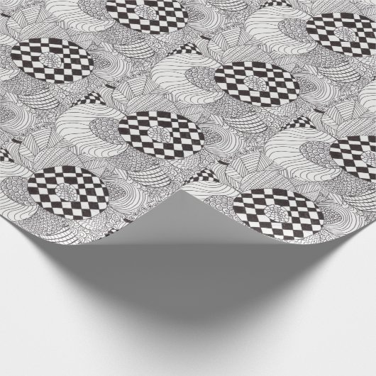 Abstract papier met zwarte en witte doedels (Hoek)