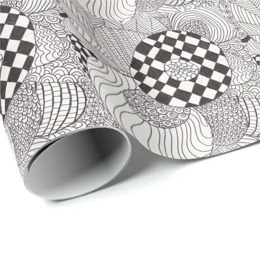 Abstract papier met zwarte en witte doedels (Rol Hoek)