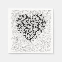 Abstract Papier met Zwarte Hartblaadjes Doodle Pat