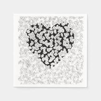 Abstract Papier met Zwarte Hartblaadjes Doodle Pat Servet