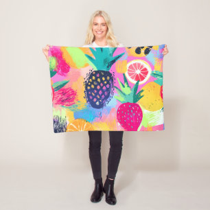 Abstract Paradijs Tropisch Fruit Fiesta Fleece Deken