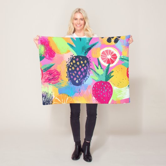 Abstract Paradijs Tropisch Fruit Fiesta Fleece Deken (In situ)