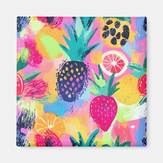 Abstract Paradijs Tropisch Fruit Fiesta Magneet (Voorkant)