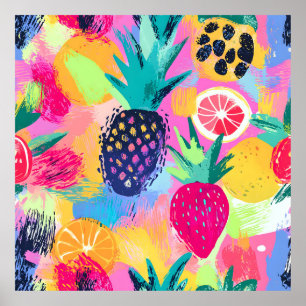 Abstract Paradijs Tropisch Fruit Fiesta Poster